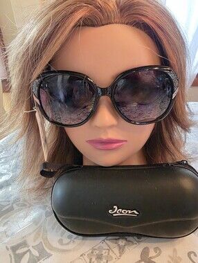 ICON Sunglasses 2-Pack Bundle Classic Black Wayfarer & Glam Glitter Round NWT